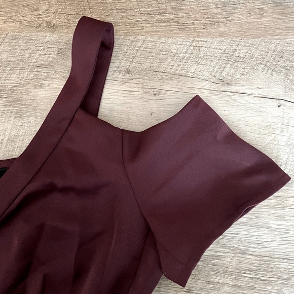 All Saints Cadia Midi Wrap Cold Shoulder Wine Burgundy Dress Size 2 - Picture 6 of 11